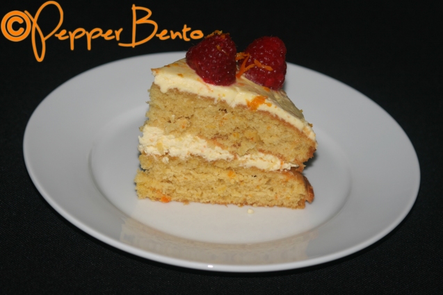 Fresh Orange Cream Layer Cake with Orange Glaze Slice